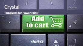  Presentation with power button - Amazing PPT theme having bargaining power - add to cart button backdrop and a ocean colored foreground