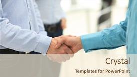  Presentation with shaking hands - Presentation design having bargaining power - businessman and a co-worker shaking background and a cream colored foreground