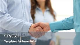  Presentation with project - Theme consisting of bargaining power - group of business people discuss background and a ocean colored foreground