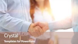  Presentation with project - PPT theme featuring bargaining power - group of business people discuss background and a coral colored foreground