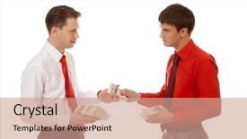  Presentation with full length portrait two men women brown sweater - Slides consisting of surgical positioning - doctor sitting in a desk background and a  colored foreground.