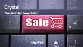  Presentation with power button - Audience pleasing PPT theme consisting of bargaining power - sale button on the computer backdrop and a  colored foreground