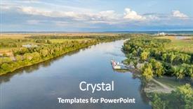  Presentation with downstream - PPT layouts with barge - aerial view of the missouri background and a  colored foreground