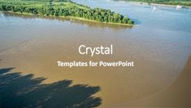  Presentation with rivers - PPT layouts with barge - confluence of missouri and mississippi background and a coral colored foreground