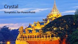  Presentation with sunset at venice beach palm - Presentation having barge - karaweik palace at sunset myanmar background and a light blue colored foreground