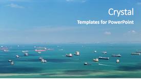  Presentation with shipping - Cool new slides with barge - shipping transport and seafaring concept backdrop and a light blue colored foreground