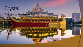  Presentation with royal - PPT layouts consisting of barge - yangon myanmar at karaweik palace background and a ocean colored foreground