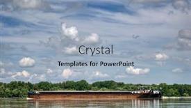  Presentation with danube - Presentation consisting of barge-sailing-on-the-danube background and a light blue colored foreground