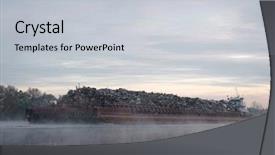  Presentation with scrap metal - Slide deck enhanced with barge ship loaded with scrap background and a light gray colored foreground