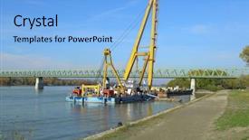  Presentation with water pipeline construction - Cool new theme with barge with huge construction crane backdrop and a light blue colored foreground