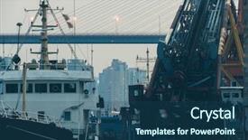  Presentation with oriental pudong skyline lujiazui - Audience pleasing presentation theme consisting of barges on the huang pu backdrop and a ocean colored foreground