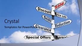  Presentation with retail - Theme featuring bargin - black and white signpost background and a teal colored foreground