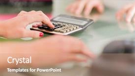  Presentation with female reproductive organ - Beautiful slide deck featuring bargin - close-up of female hand calculating backdrop and a coral colored foreground