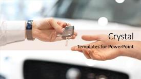  Presentation with car buying - Presentation theme enhanced with bargin - midsection of young couple buying background and a coral colored foreground