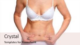  Presentation with weight loss - PPT layouts consisting of bariatric - woman fat belly diet background and a lemonade colored foreground