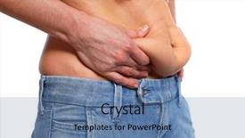  Presentation with weight loss - PPT theme consisting of bariatric - woman fat belly overweight background and a teal colored foreground