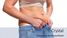  Presentation with surgical weight loss - Colorful slide deck enhanced with bariatric - woman fat belly overweight backdrop and a teal colored foreground