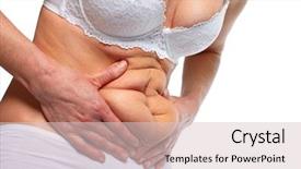  Presentation with weight loss - Amazing slide deck having bariatric - woman fat belly overweight backdrop and a  colored foreground