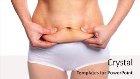  Presentation with weight loss - Slide set enhanced with bariatric - woman fat belly overweight background and a lemonade colored foreground