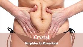  Presentation with obesity and weight loss - Slide set enhanced with bariatric - woman fat belly overweight background and a coral colored foreground