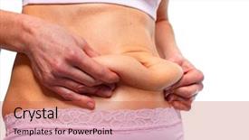  Presentation with surgical weight loss - Cool new slide deck with bariatric - woman fat belly overweight backdrop and a red colored foreground