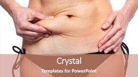  Presentation with obesity and weight loss - Beautiful slide set featuring bariatric - woman fat belly overweight backdrop and a coral colored foreground