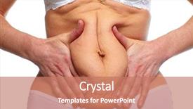  Presentation with weight loss - PPT layouts featuring bariatric - woman fat belly overweight background and a coral colored foreground
