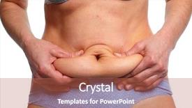  Presentation with weight loss - Beautiful slide set featuring bariatric - woman fat belly overweight backdrop and a  colored foreground