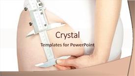  Presentation with level up - Audience pleasing presentation consisting of bariatric - woman measures the level backdrop and a  colored foreground