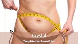  Presentation with weight loss - Beautiful PPT layouts featuring bariatric - woman measuring fat abdomen overweight backdrop and a coral colored foreground