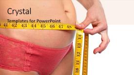  Presentation with weight loss - Colorful slide set enhanced with waistline - woman measuring fat abdomen overweight backdrop and a coral colored foreground