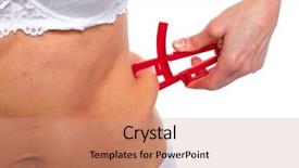  Presentation with weight loss - Beautiful PPT layouts featuring bariatric - woman measuring fat belly overweight backdrop and a coral colored foreground
