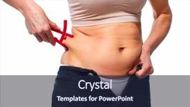  Presentation with big fat belly girl - PPT theme enhanced with bariatric - woman measuring fat belly overweight background and a  colored foreground