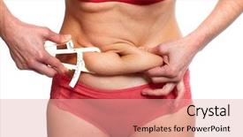  Presentation with weight loss - Audience pleasing presentation consisting of bariatric - woman measuring fat belly overweight backdrop and a lemonade colored foreground