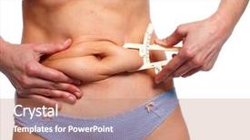  Presentation with weight loss - Slide deck with bariatric - woman measuring fat belly overweight background and a  colored foreground