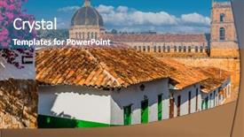  Presentation with colombia - PPT theme consisting of barichara skyline cityscape santander background and a teal colored foreground