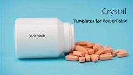  Presentation with arthritis - Presentation with baricitinib-janus-kinase-jak-inhibitor background and a light blue colored foreground