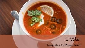 Presentation with soup - Beautiful presentation design featuring barilla - traditional russian soljanka or saltwort backdrop and a  colored foreground