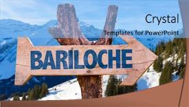  Presentation with alps - Audience pleasing presentation design consisting of negro - bariloche wooden sign with alps backdrop and a light blue colored foreground