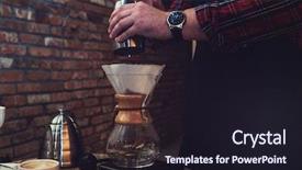  Presentation with cafe - Theme consisting of barista brewing coffee background and a wine colored foreground