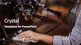  Presentation with cleaning - PPT layouts with barista cleaning coffee machine background and a wine colored foreground