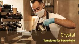  Presentation with virus - Slide deck having barista-equipped-with-a-protective background and a tawny brown colored foreground