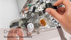  Presentation with milk - Beautiful slide deck featuring barista-making-coffee-steaming-milk backdrop and a coral colored foreground