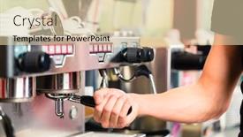  Presentation with machine shop - PPT theme having barista-using-coffee-machine background and a lemonade colored foreground