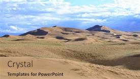  Presentation with mongol - Audience pleasing PPT layouts consisting of barkhans-in-mongolia-sandy-dune backdrop and a coral colored foreground