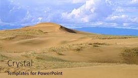  Presentation with mongol - Audience pleasing PPT theme consisting of barkhans-in-mongolia-sandy-dune backdrop and a yellow colored foreground