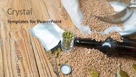  Presentation with brew - Amazing slide deck having barley-dry-malt-beans-ready backdrop and a coral colored foreground