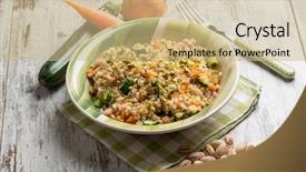  Presentation with nut - Cool new presentation theme with barley-risotto-with-zucchinis-carrots backdrop and a coral colored foreground