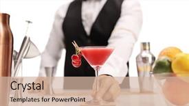  Presentation with cocktail black and white - Presentation design featuring barman offering his signature cocktail background and a soft green colored foreground