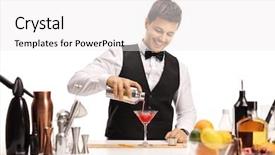 Presentation with cocktail - PPT theme consisting of barman pouring his signature cocktail background and a white colored foreground